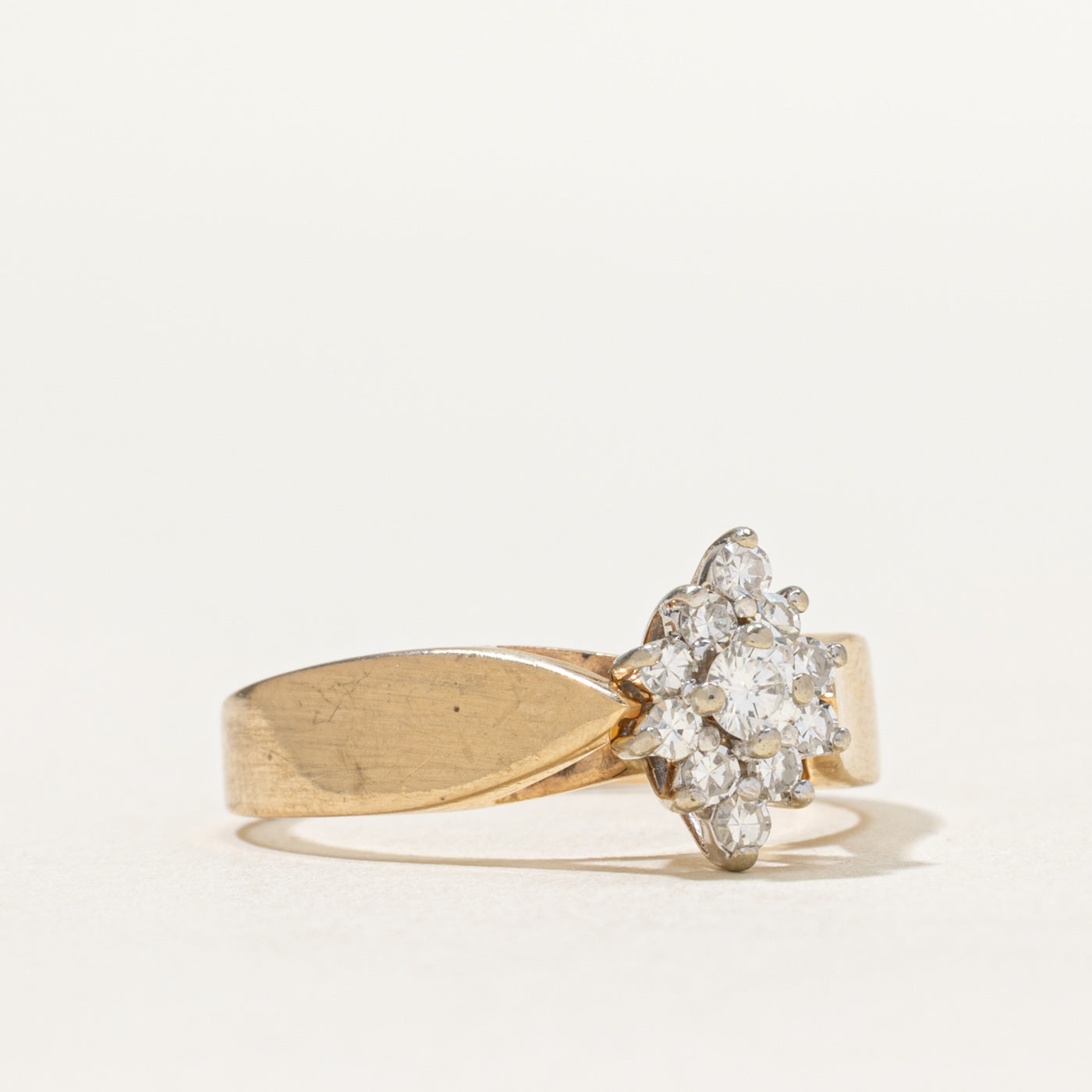 Diamond Cluster Reverse Tapered Ring | 0.33ctw | SZ 7.5