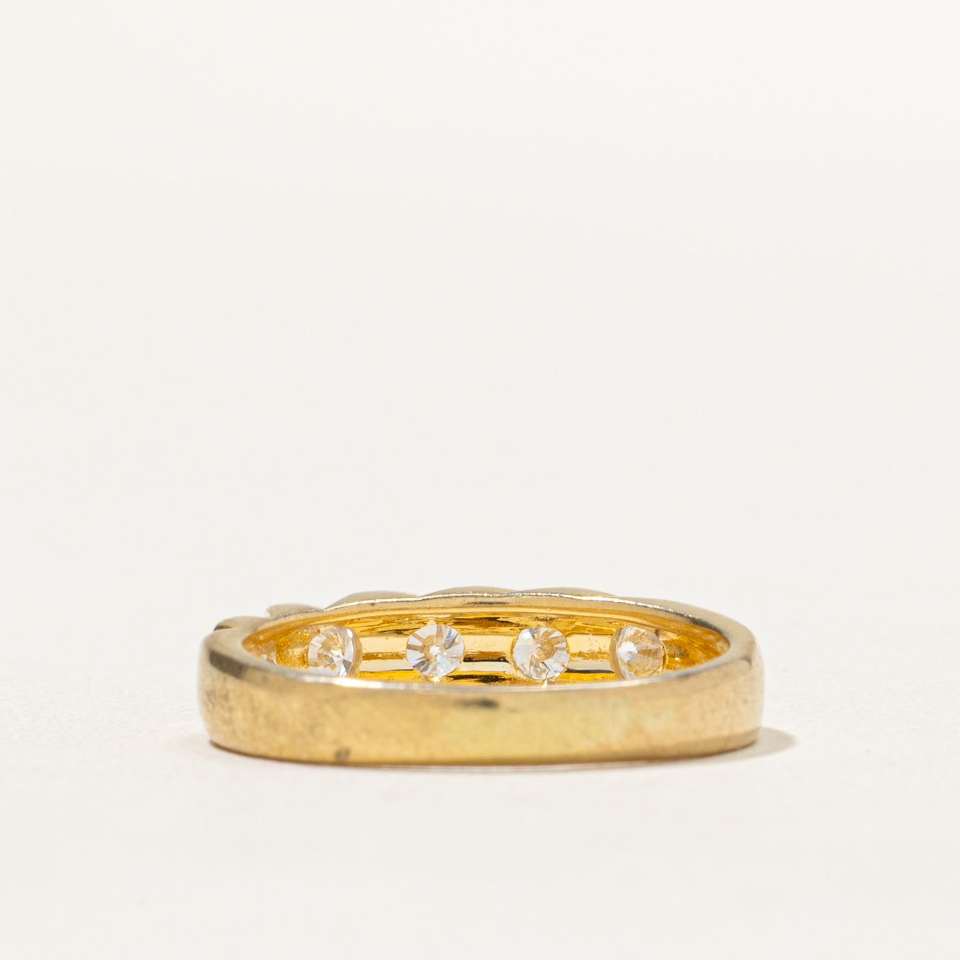Bague rainurée sertie de cinq diamants | 0,40 ct au total | Taille 4,5