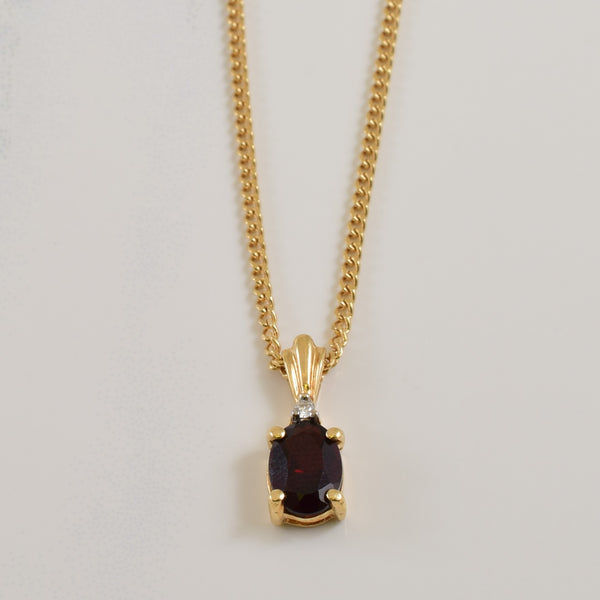 Garnet & Diamond Necklace | 1.00ct, 0.01ct | 15