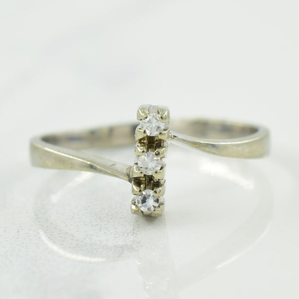 Three Stone Diamond Bypass Ring | 0.04ctw | SZ 5.5 |