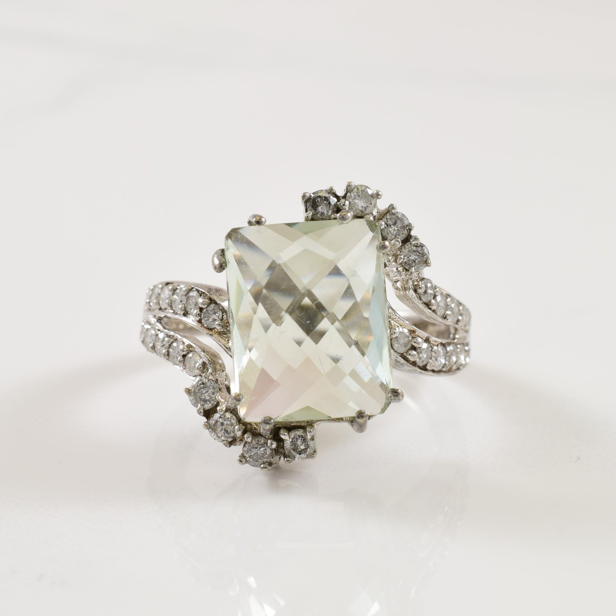 Prasiolite & Diamond 14k Ring | 5.0ct, 0.40ctw | SZ 7 |