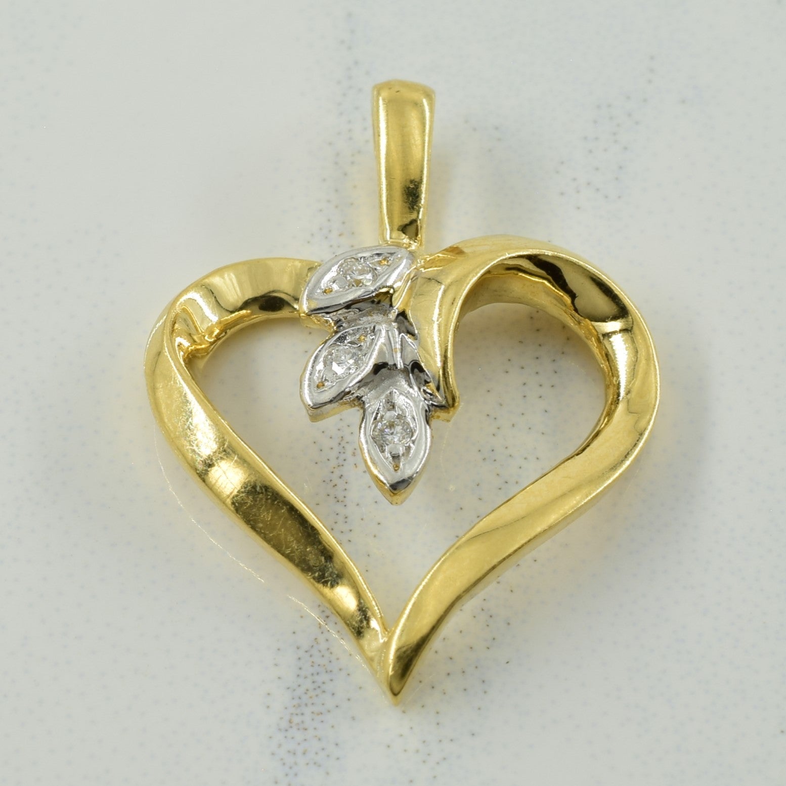 Two Tone Gold Diamond Heart Pendant | 0.03ctw |