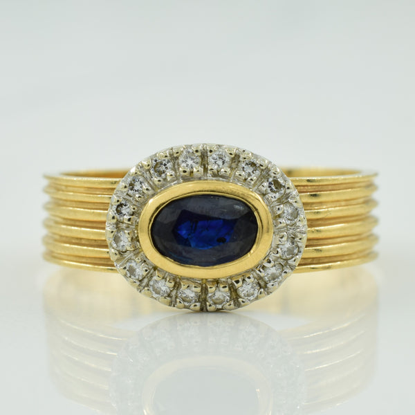 Sapphire & Diamond Halo Set Ring | 0.55ct, 0.15ctw | SZ 7.75 |