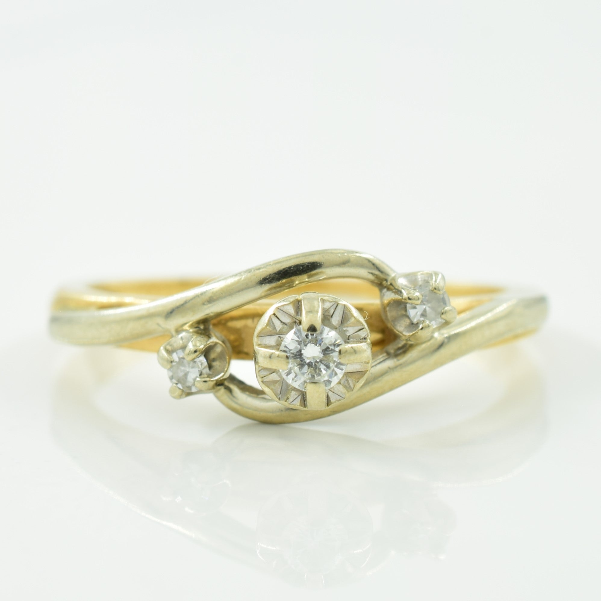 Two Tone Diamond Bypass Ring | 0.07ctw | SZ 4.75 |