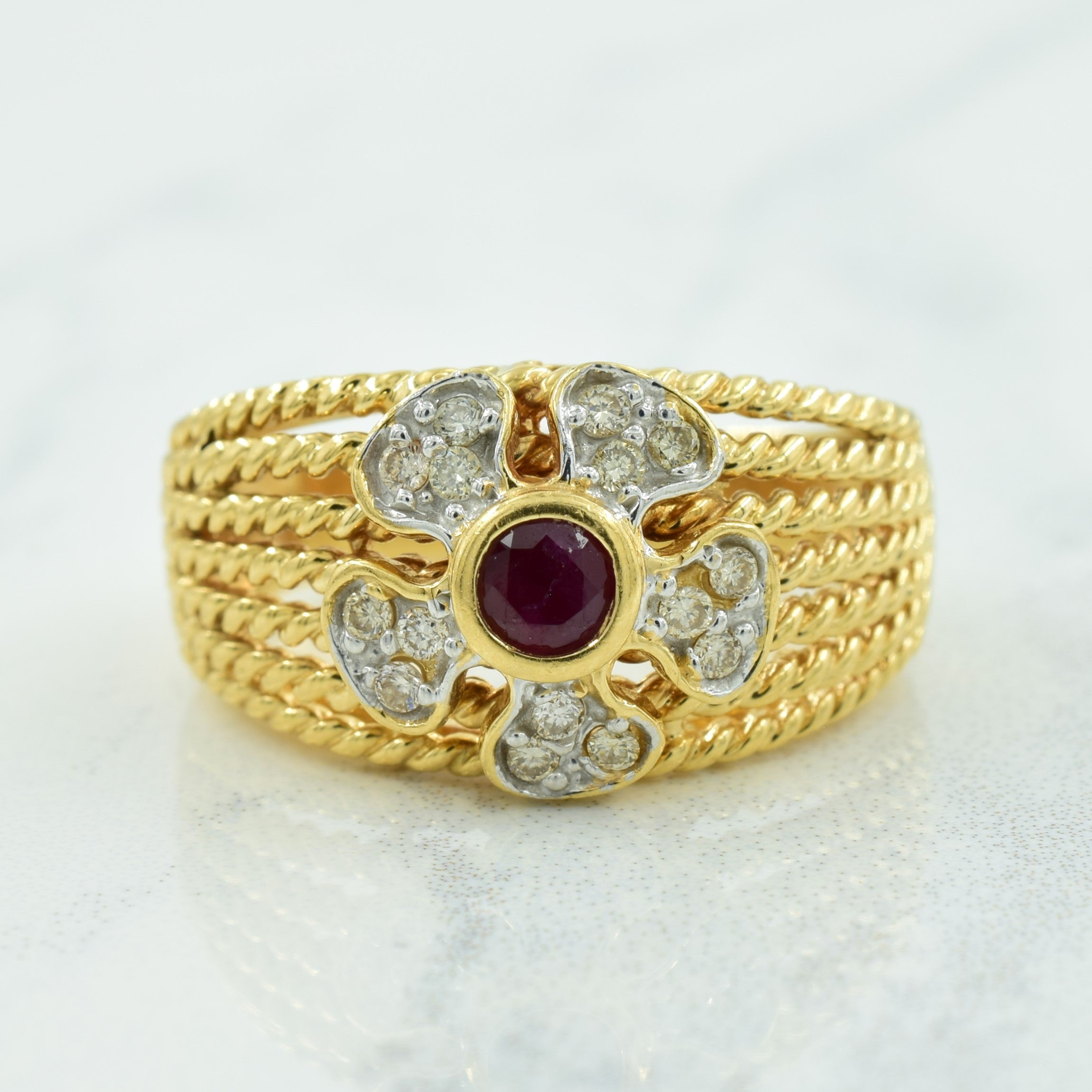 Ruby & Diamond Ring | 0.22ct, 0.12ctw | SZ 7 |