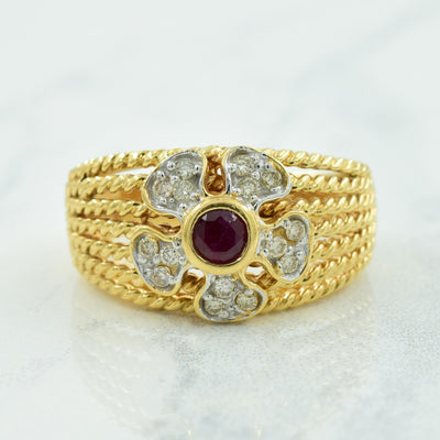 Ruby & Diamond Ring | 0.22ct, 0.12ctw | SZ 7 |