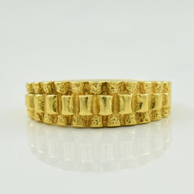 18k Yellow Gold Textured Ring | SZ 6 |