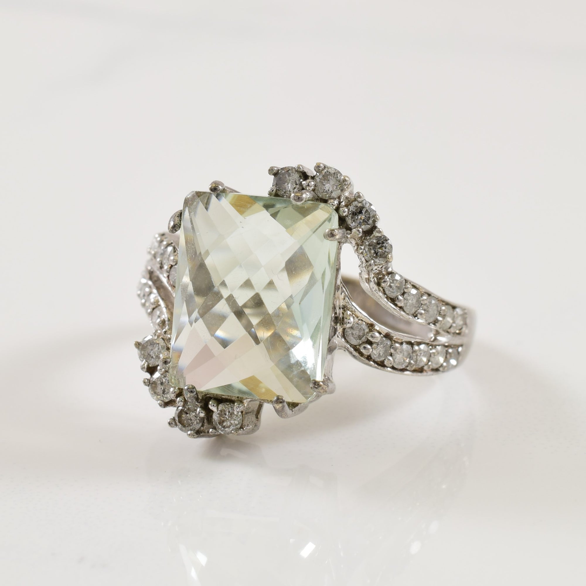 Prasiolite & Diamond 14k Ring | 5.0ct, 0.40ctw | SZ 7 |