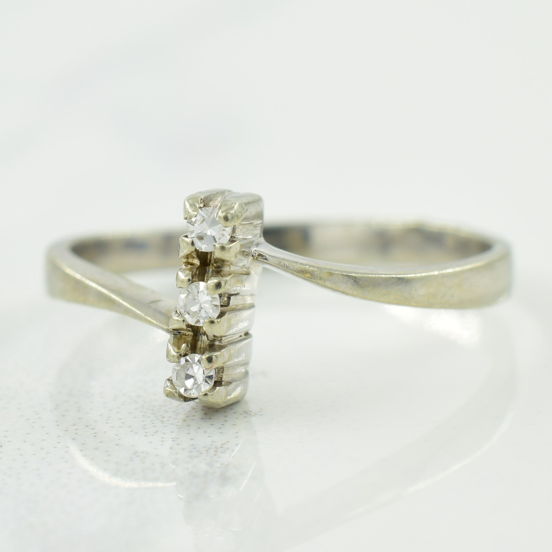 Three Stone Diamond Bypass Ring | 0.04ctw | SZ 5.5 |