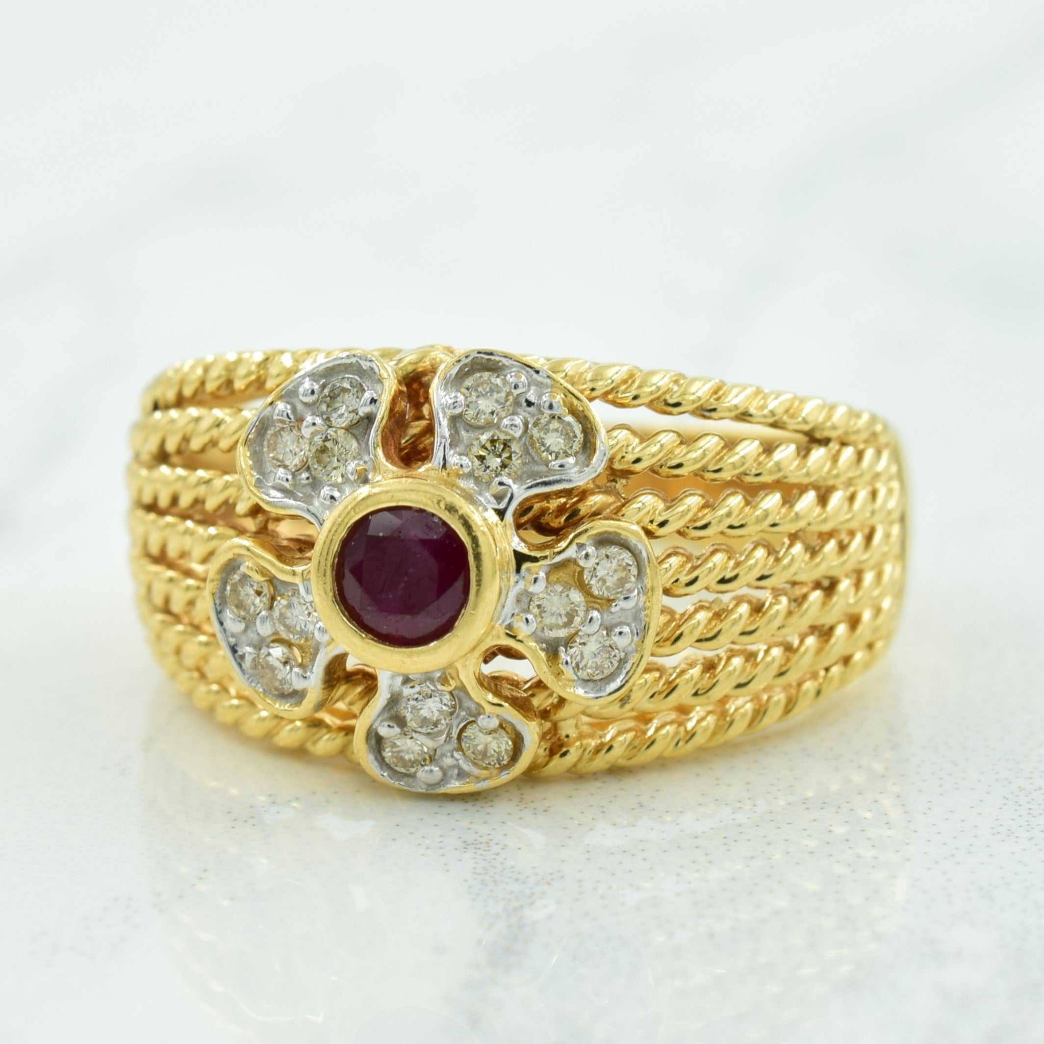 Ruby & Diamond Ring | 0.22ct, 0.12ctw | SZ 7 |
