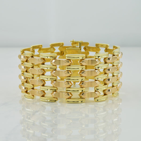 14k Yellow Gold Panther Link Bracelet | 7.5