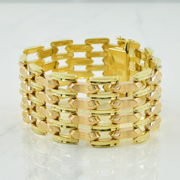 14k Yellow Gold Panther Link Bracelet | 7.5