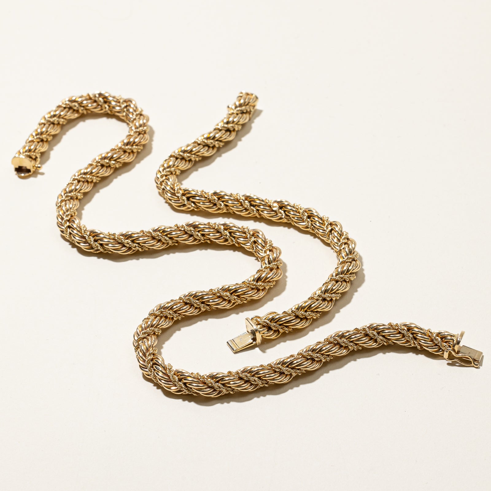 'Tiffany & Co.' Vintage Twisted Rope Necklace & Bracelet Set | 14k | 16" & 8"