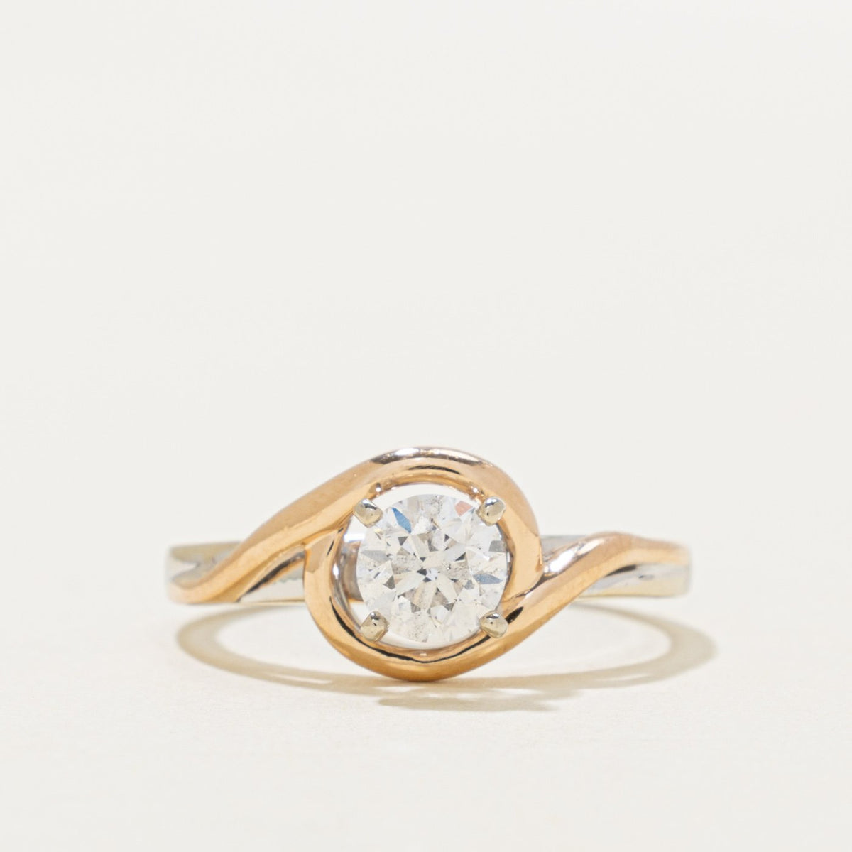 Solitaire Canadian Diamond Bypass Ring | 0.66ct I1 F | SZ 7.25