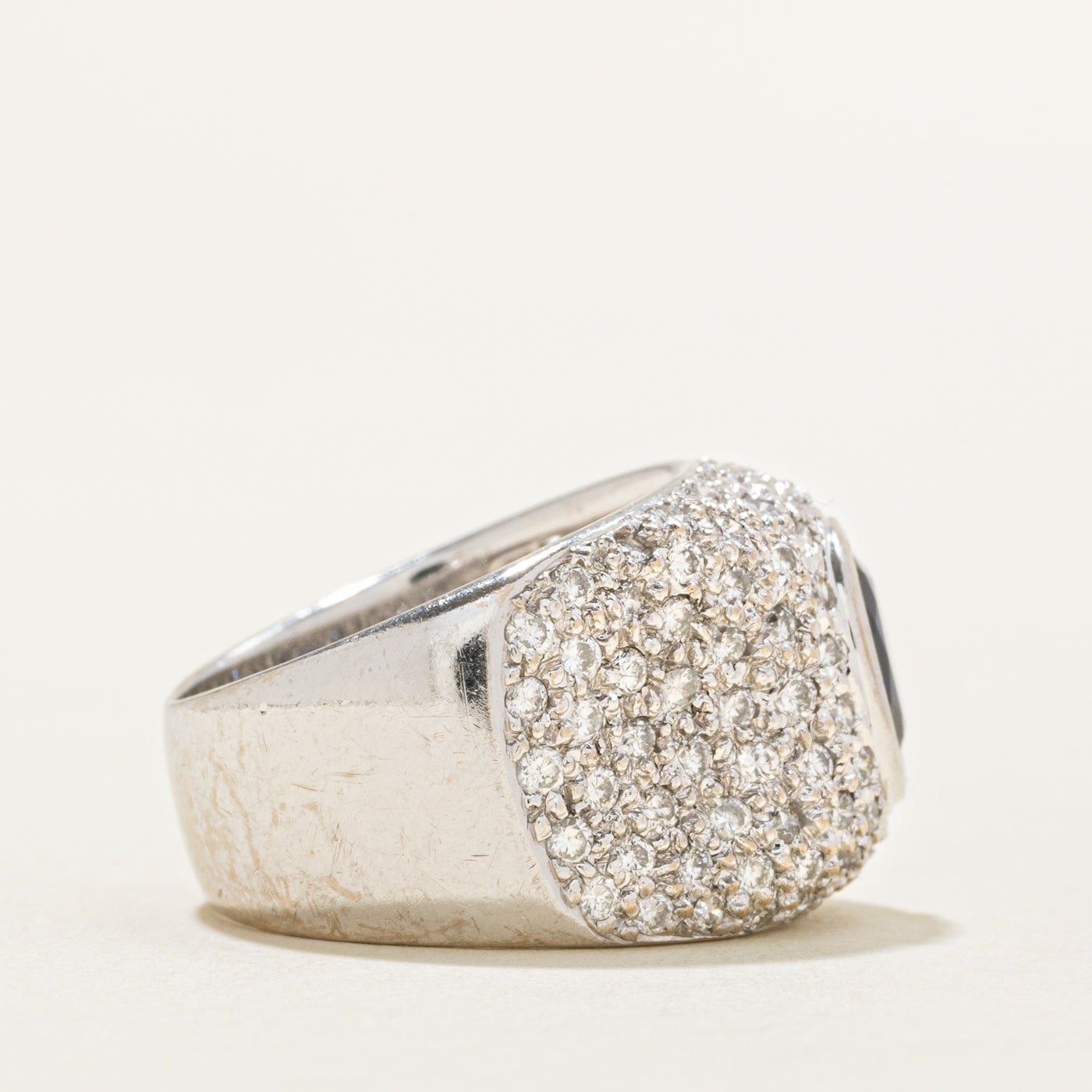 Diamond Encrusted Blue Sapphire Ring | 1.36ctw, 1.24ct | SZ 5.25 |