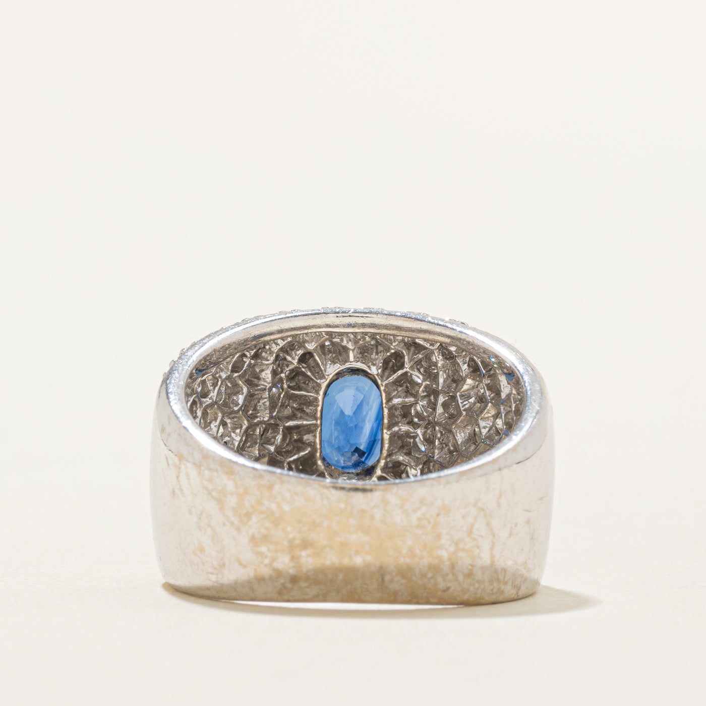 Diamond Encrusted Blue Sapphire Ring | 1.36ctw, 1.24ct | SZ 5.25 |