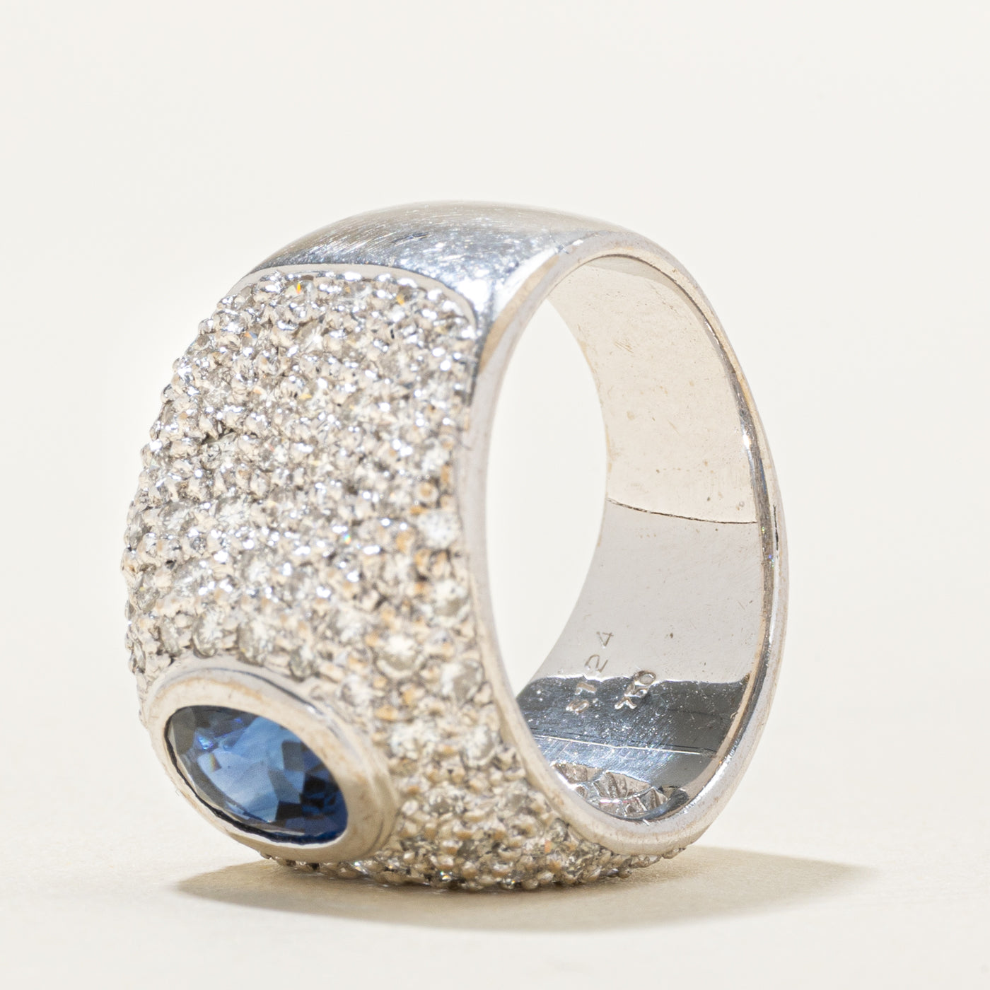 Diamond Encrusted Blue Sapphire Ring | 1.36ctw, 1.24ct | SZ 5.25 |