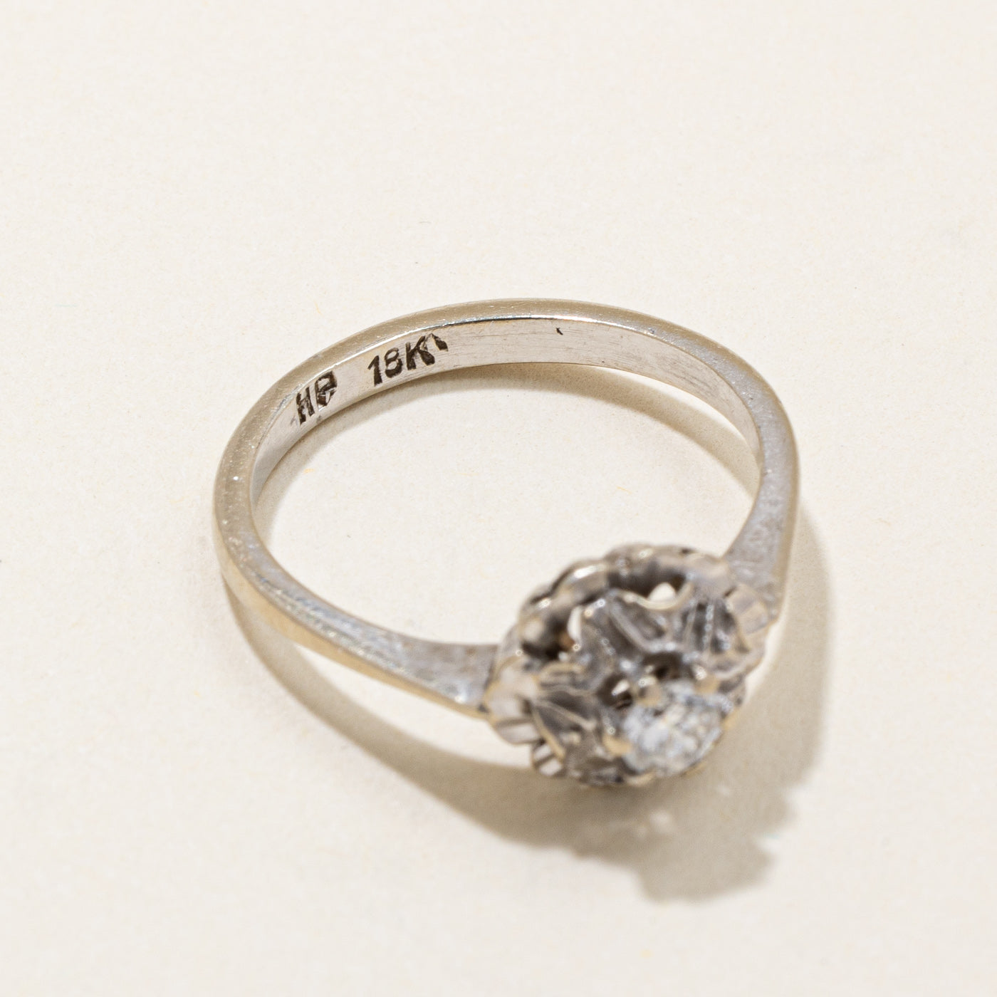 18K Floral Design Diamond Ring | 0.15ct | SZ 5.5 |
