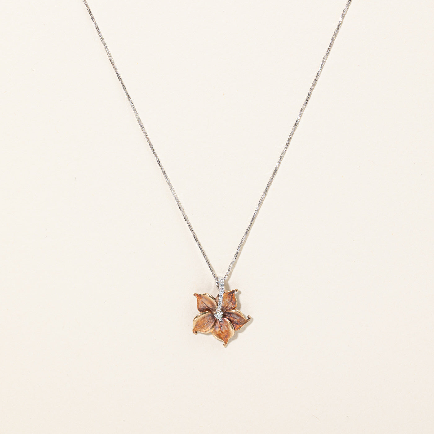 Diamond Flower Pendant & Necklace | 0.07ctw | 18" |