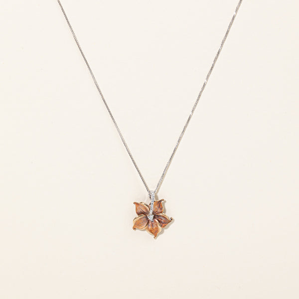 Diamond Flower Pendant & Necklace | 0.07ctw | 18