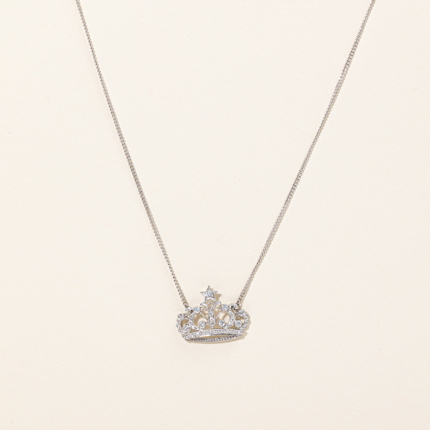 Diamond Crown Pendant Necklace | 0.49ctw | 18" |