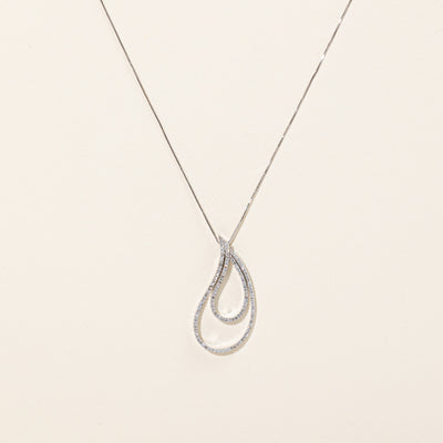 Diamond Teardrop Pendant & Necklace | 0.63ctw | 18