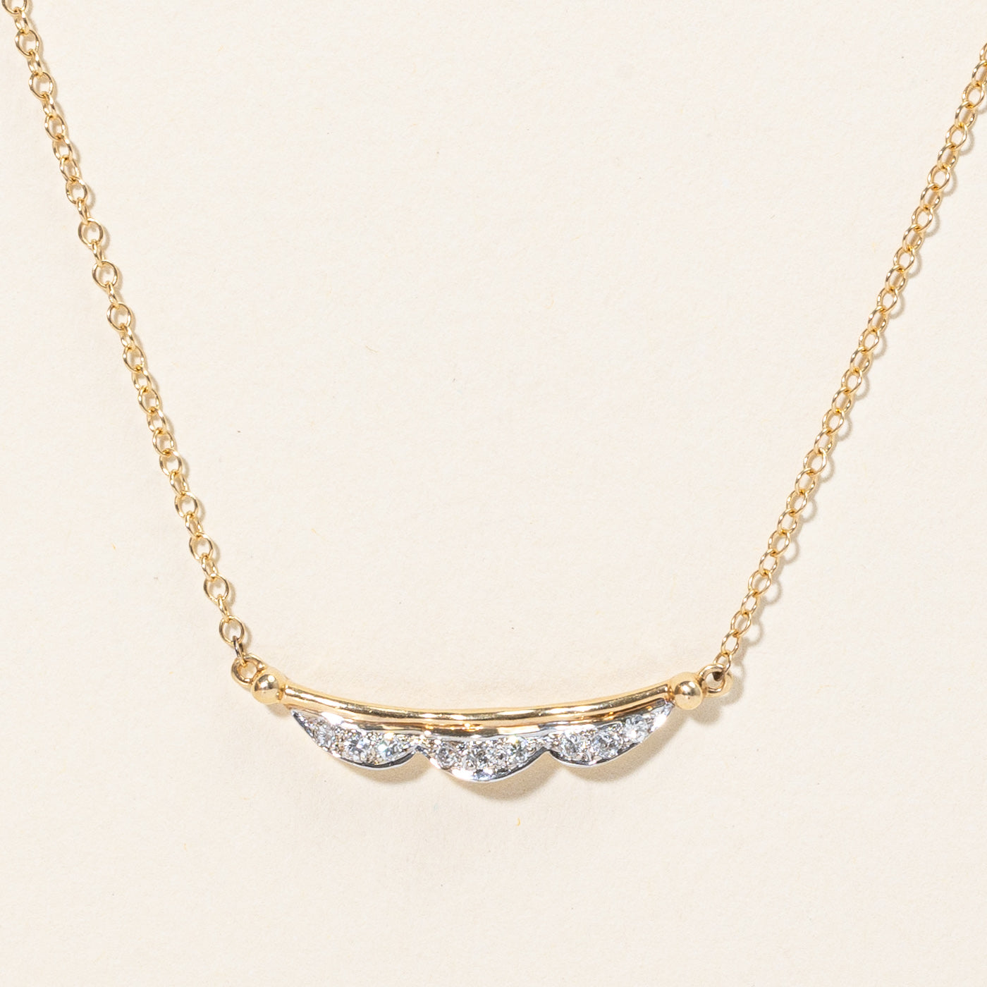 Diamond Scoop Pendant Choker | 0.18ctw | 14" |