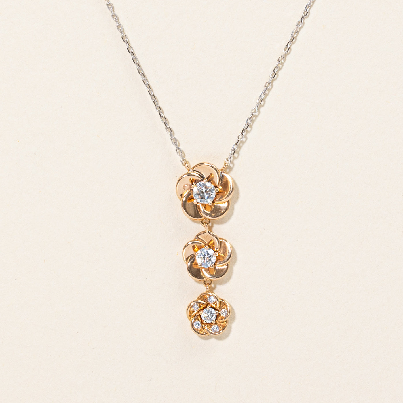Diamond Flower Drop Pendant Necklace | 0.45ctw | 17" |