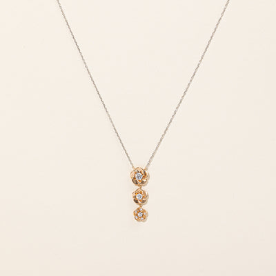 Diamond Flower Drop Pendant Necklace | 0.45ctw | 17