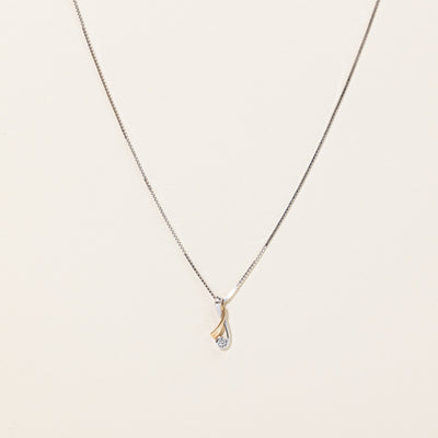 Canadian Diamond Two Tone Pendant & Necklace | 0.09ct | 18