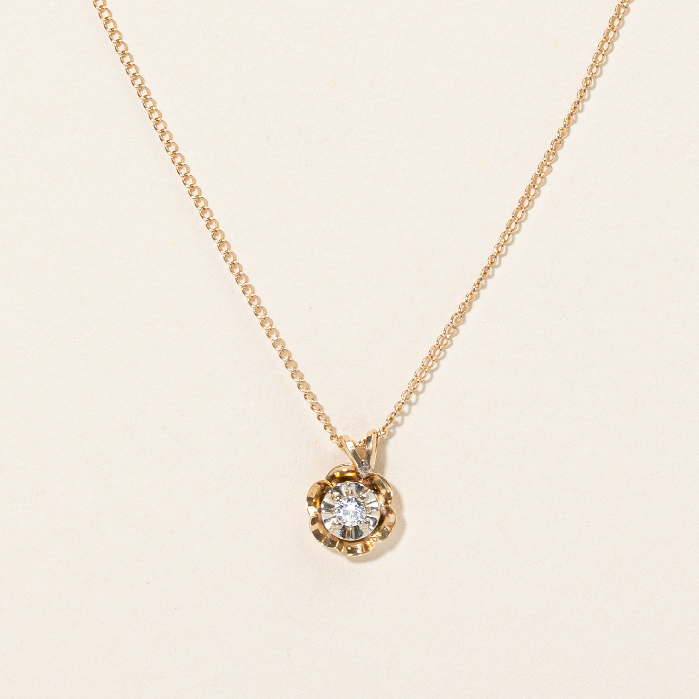 Diamond Flower Charm & Necklace | 0.09ct | 16" |