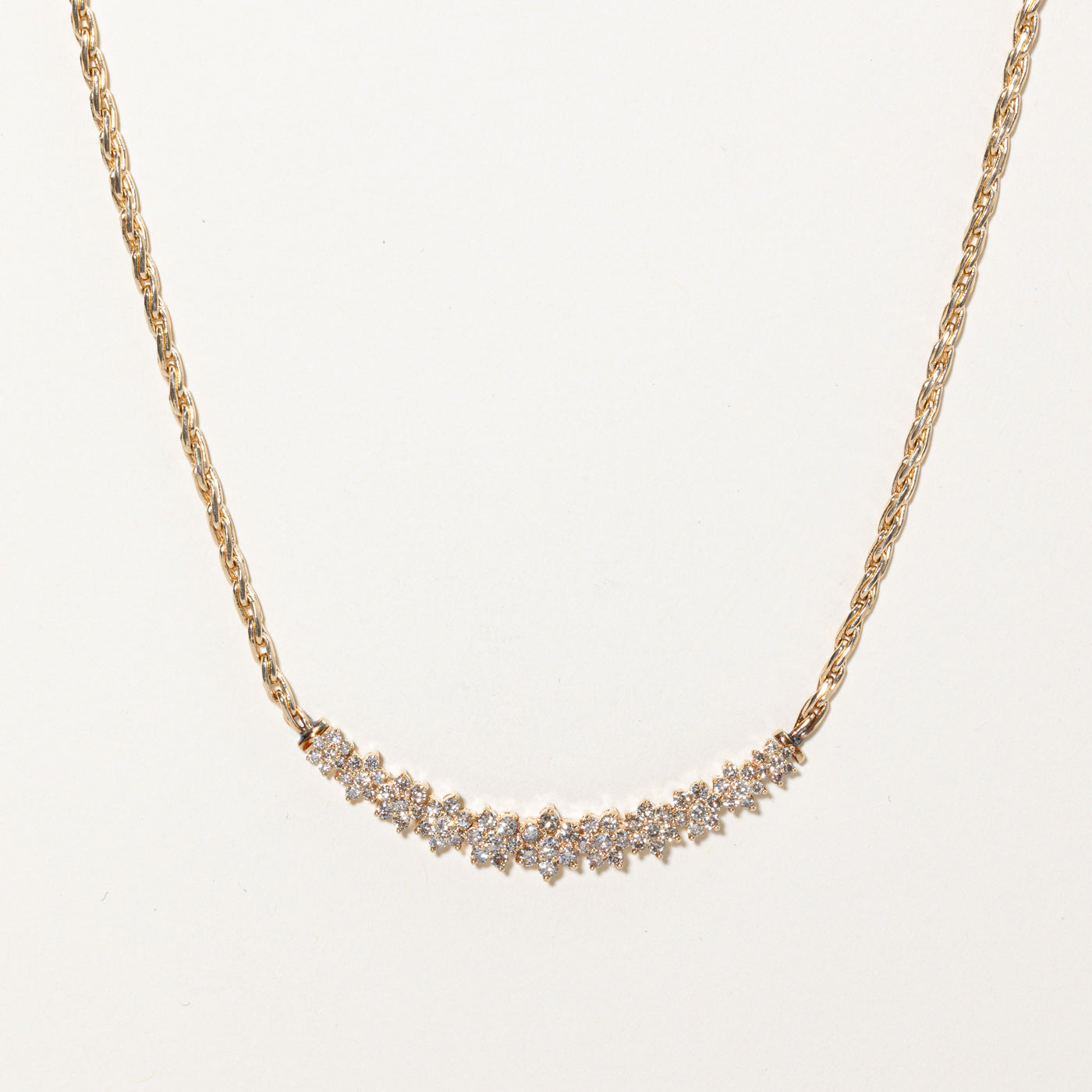 Light Brown Diamond Cluster Scoop Necklace | 2.25ctw | 18" |