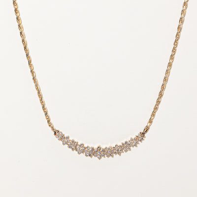 Light Brown Diamond Cluster Scoop Necklace | 2.25ctw | 18