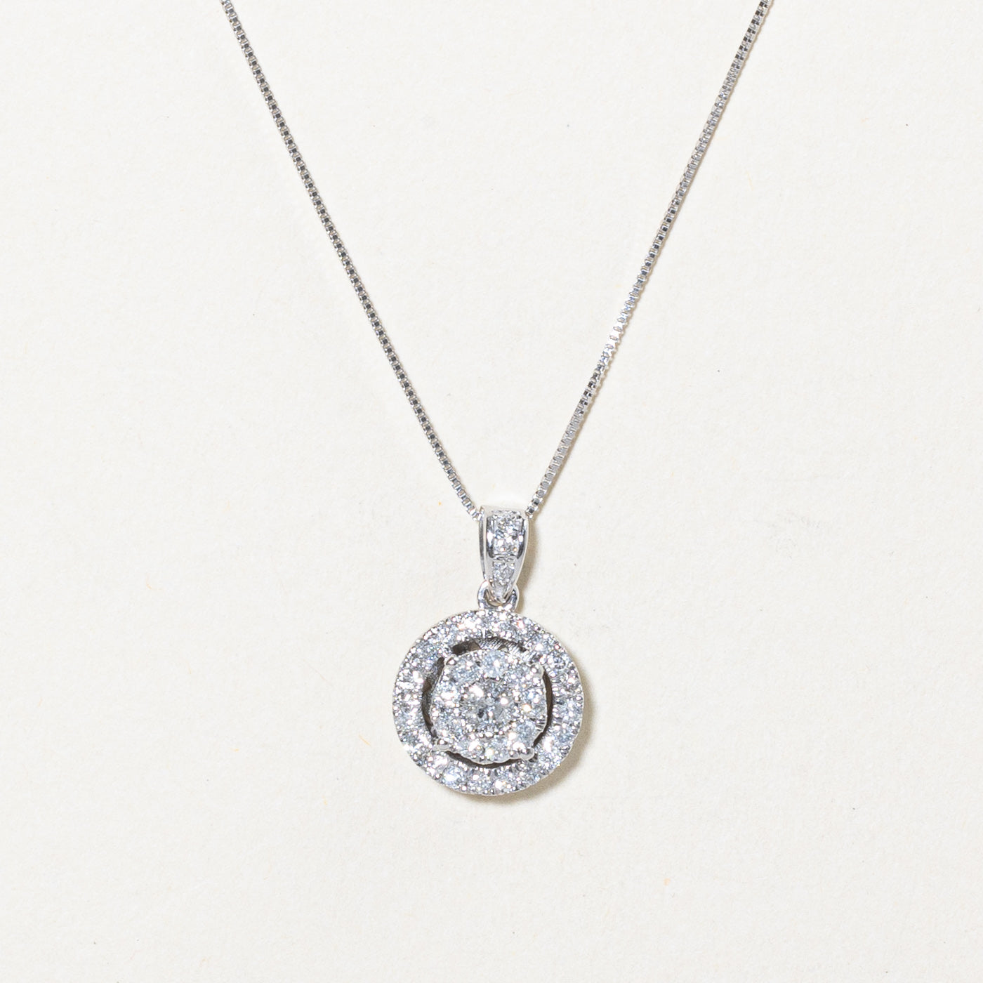 Diamond Halo Pendant Necklace | 0.45ctw | 18" |