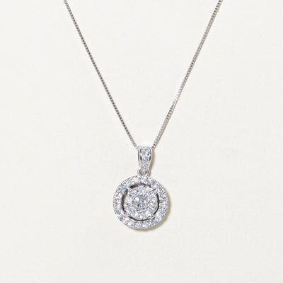 Diamond Halo Pendant Necklace | 0.45ctw | 18