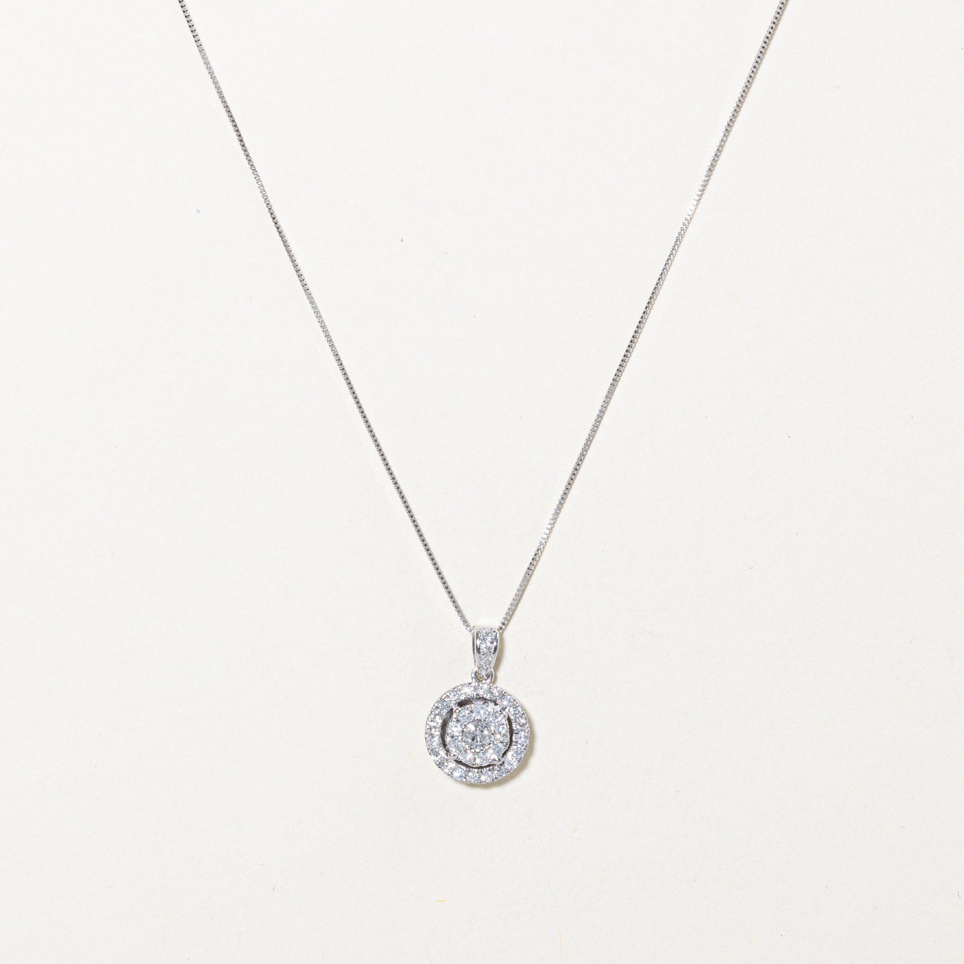 Diamond Halo Pendant Necklace | 0.45ctw | 18" |