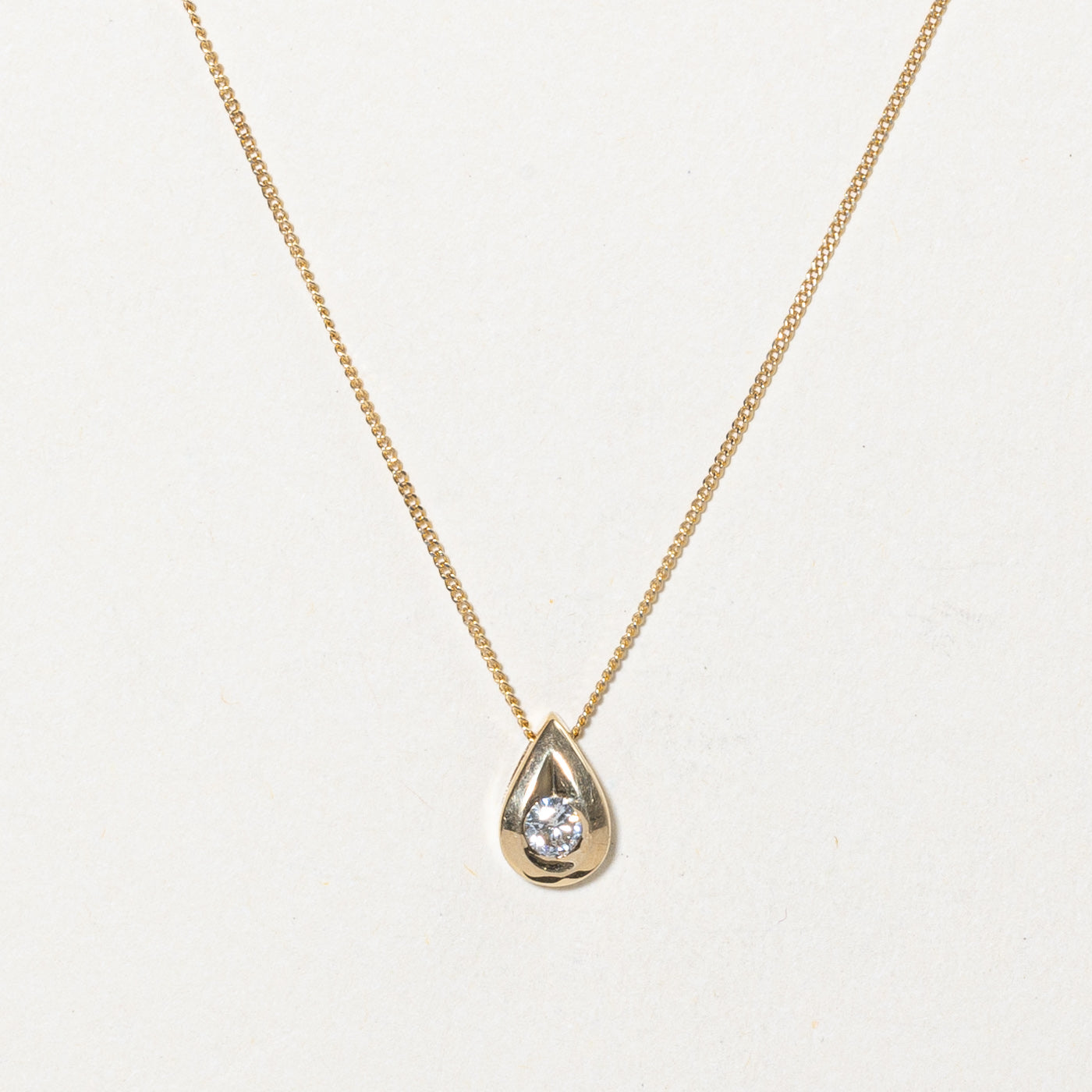 Diamond Pear Shaped Pendant Necklace | 0.10ct | 18" |