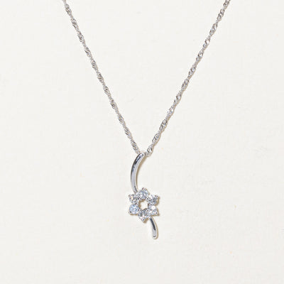 Diamond Flower Pendant Necklace | 0.18ctw | 16