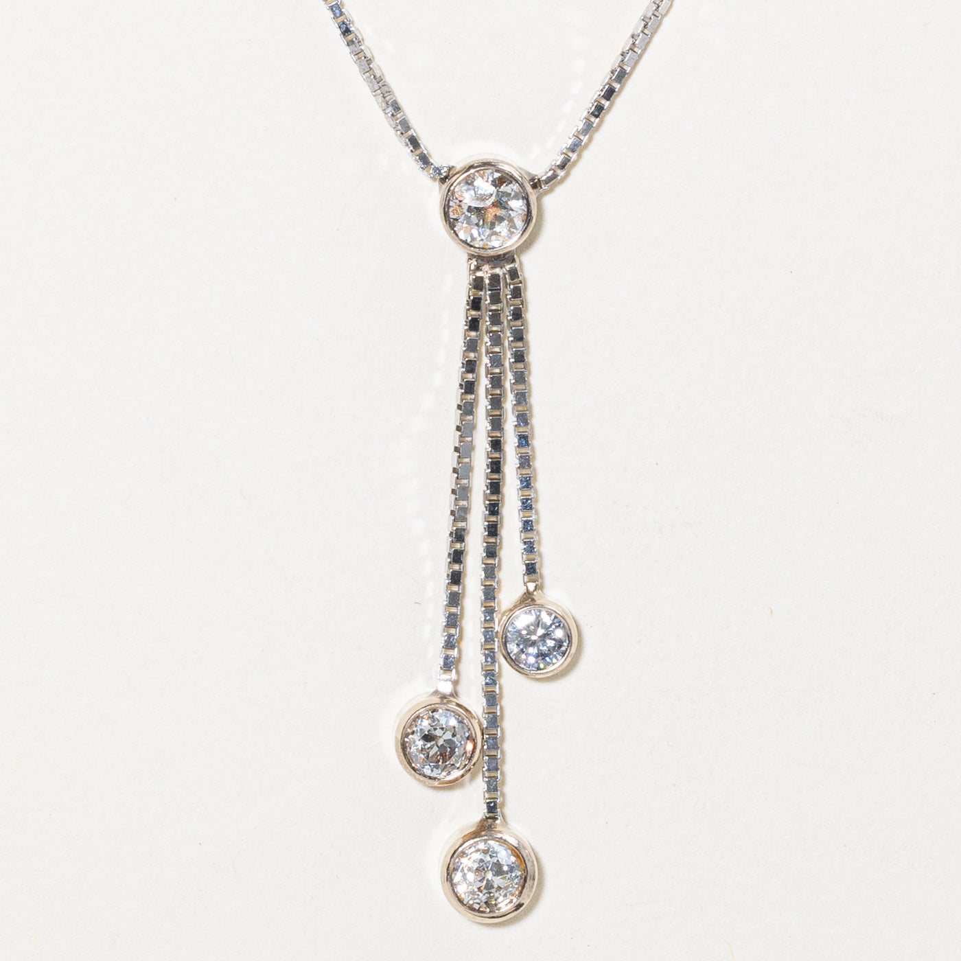 Bezel Set Diamond Drop Pendant Necklace | 1.08ctw | 16" |