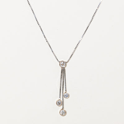 Bezel Set Diamond Drop Pendant Necklace | 1.08ctw | 16
