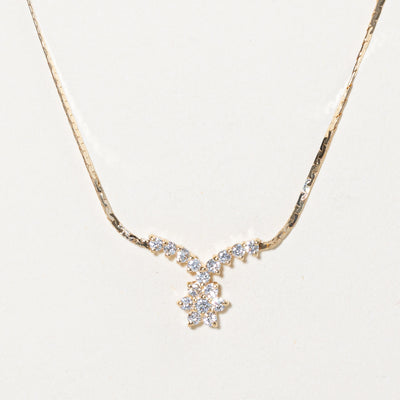 Diamond Flower Pendant Necklace | 0.50ctw | 16