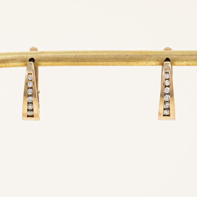 Channel Set Diamond Oval Huggie Earrings | 0.23ctw |