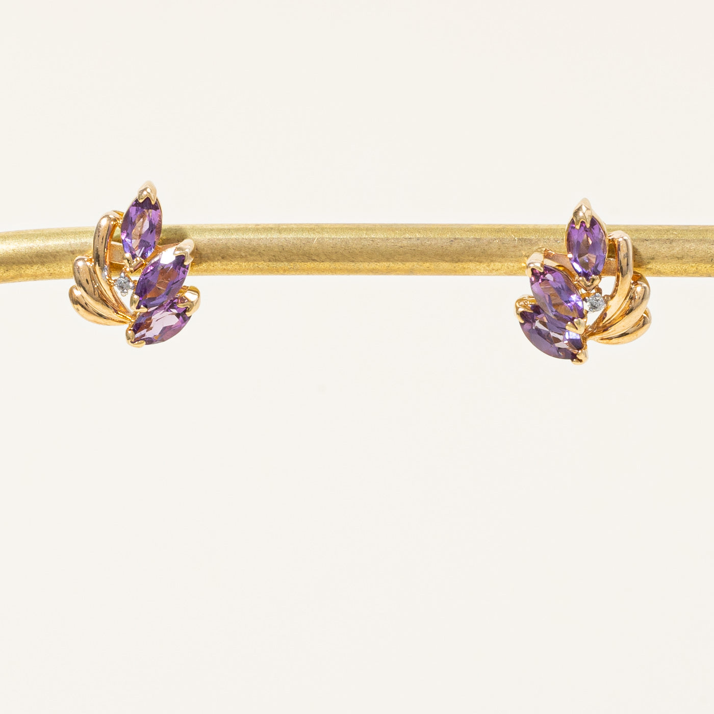 Amethyst & Diamond Earrings | 1.00ctw, 0.01ctw |