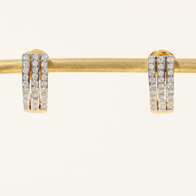 Triple Row Diamond Half Huggie Earrings | 0.78ctw |