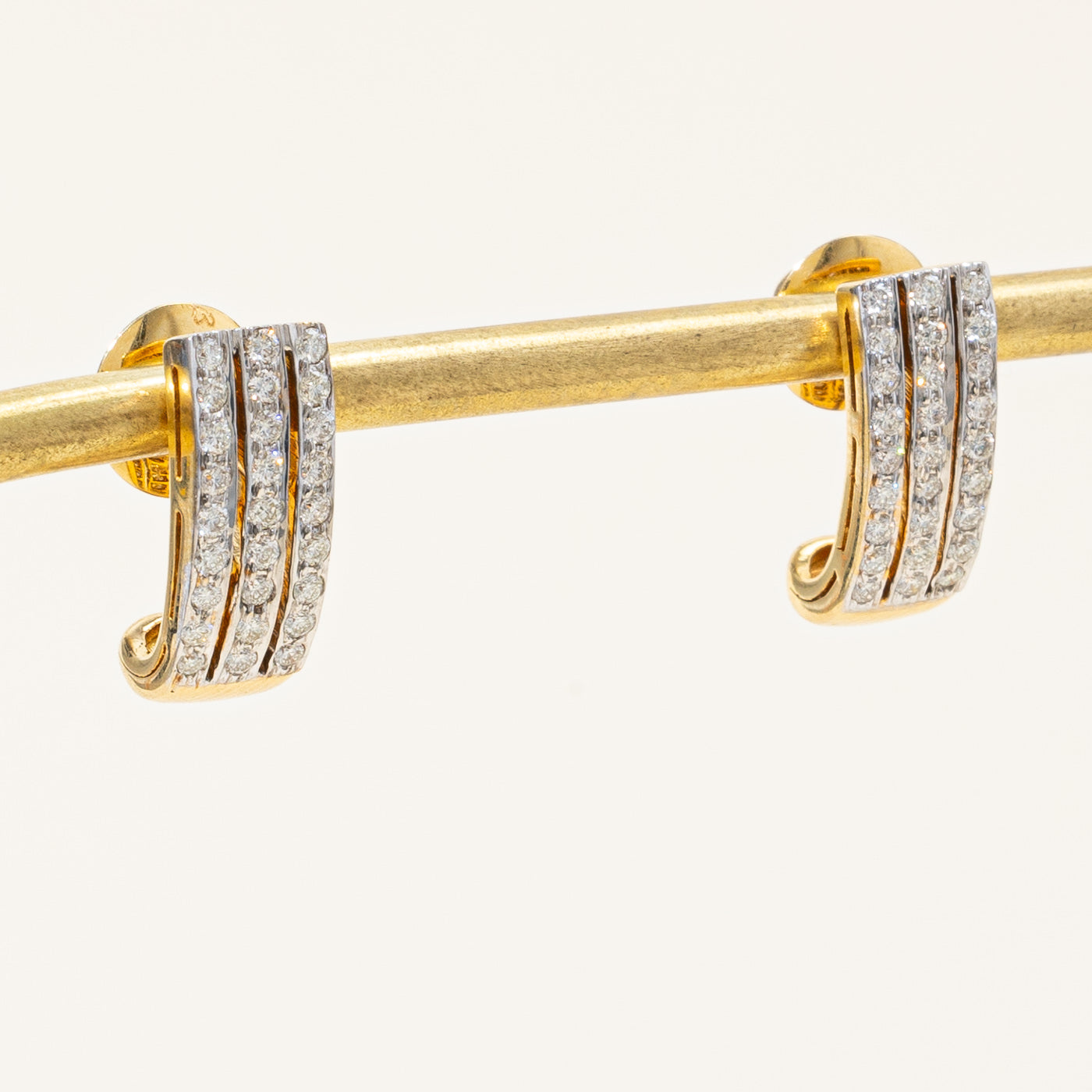 Triple Row Diamond Half Huggie Earrings | 0.78ctw |