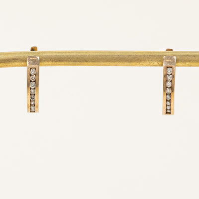 Channel Set Diamond Huggie Earrings | 0.34ctw |