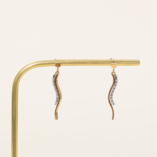 Two Tone Gold Diamond Drop Earrings | 0.08ctw |