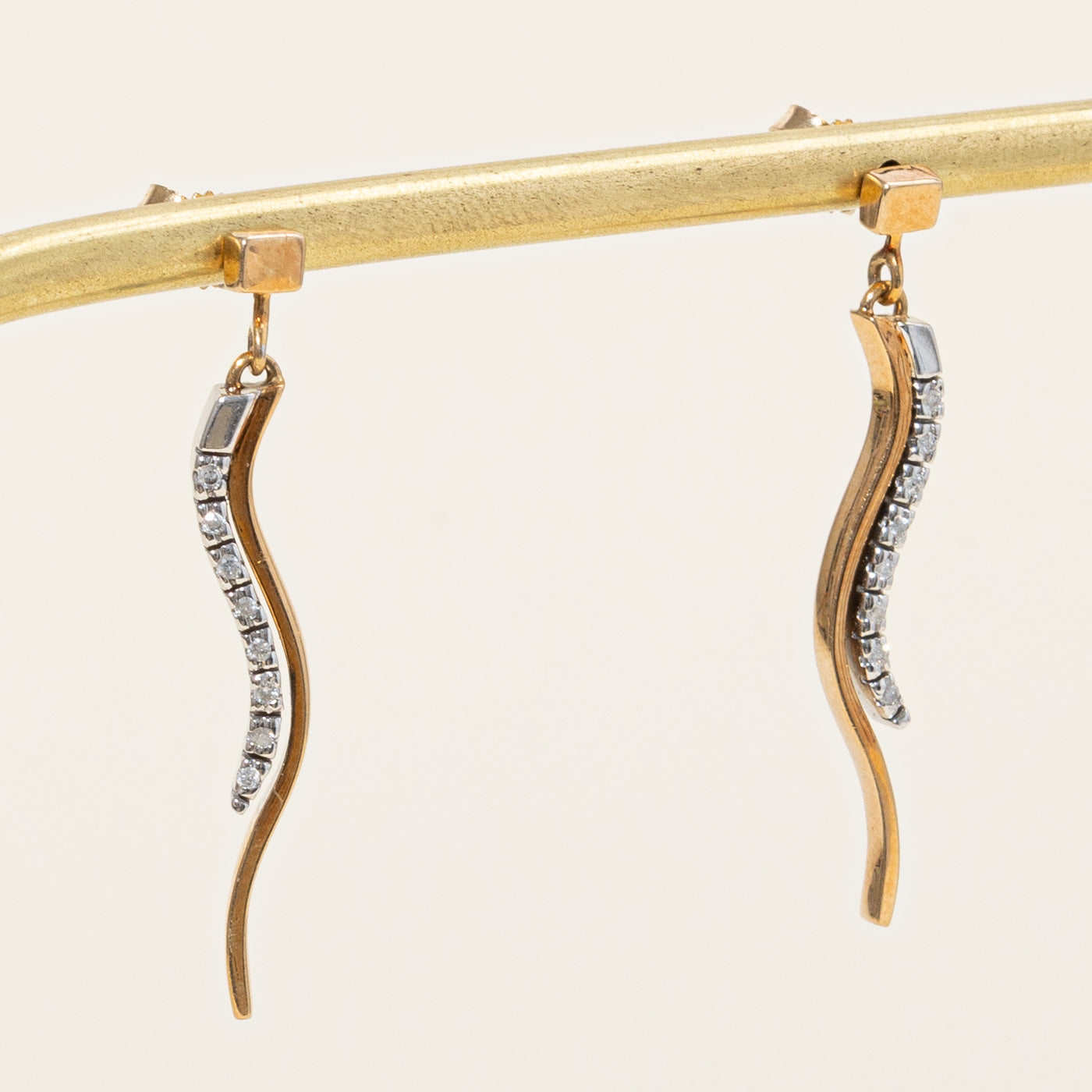 Two Tone Gold Diamond Drop Earrings | 0.08ctw |