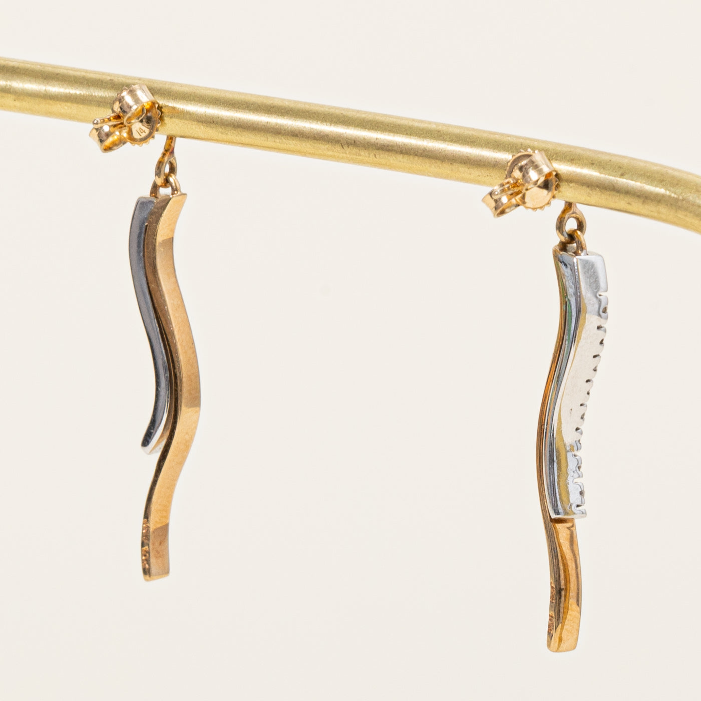 Two Tone Gold Diamond Drop Earrings | 0.08ctw |