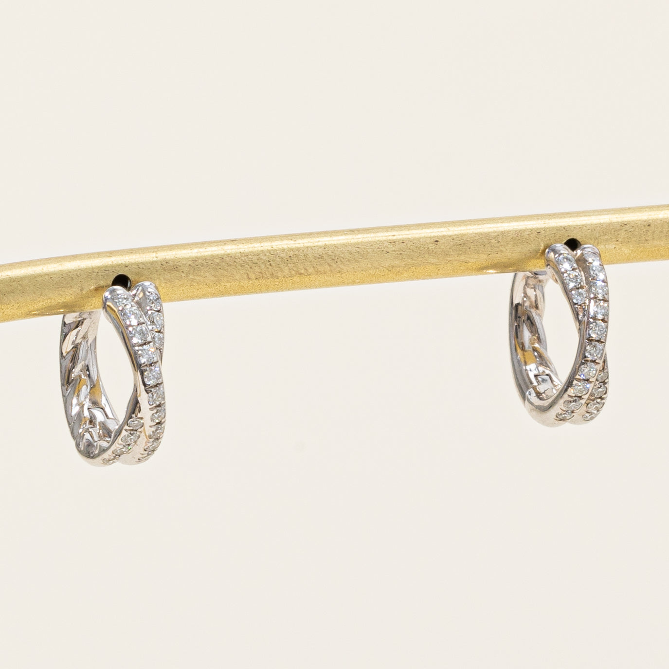 Diamond Crossover Huggie Earrings | 0.40ctw |